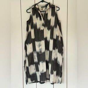 Norbulingka Tibet Sleeveless Parachute Dress Sz M Brush Stroke Print Lagenlook